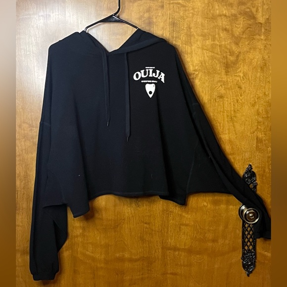 ouiji Tops - Black Ouija Cropped Hoodie